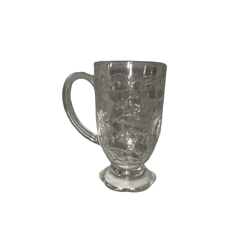 Princess House FANTASIA Mug Embossed Floral Poinsettia Pedestal Base